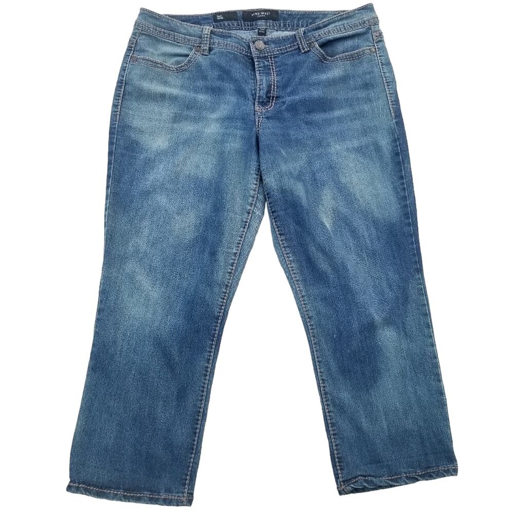 Size 14 Denim Capris Nine West Plus Size 32 Crop Embellished Cropped Stretch